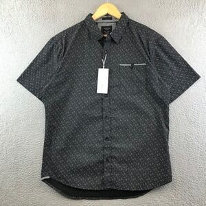 New LEVEL TEN Mens Modern Short Sleeve Poplin Woven Shirt - Charcoal - L